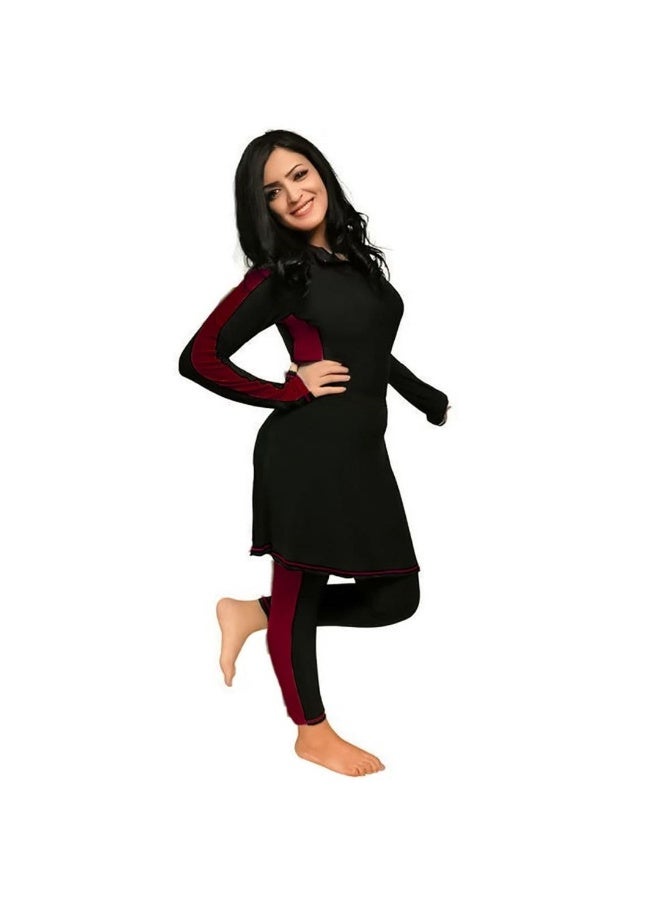 Two-piece microfiber burkini swimsuit